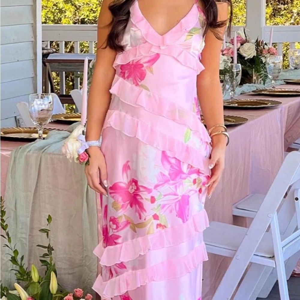 Beginning Boutique Pink Floral Maxi Dress (BRAND NEW)